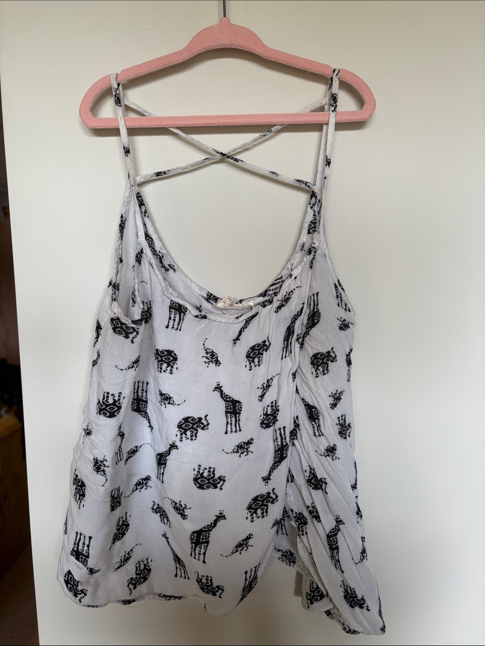 One Clothing Elephant & Giraffe Print Strappy Tank – Size Small